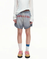 EMO Garment Washed Diamond Quilted Shorts blue