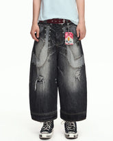 EMO Cropped Washed Denim Jeans