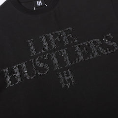 Life Hustlers Black‑on‑Black H Logo T‑Shirt
