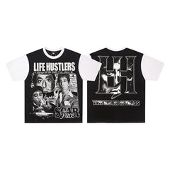 Life Hustlers Raglan‑Sleeve Portrait Graphic Tee