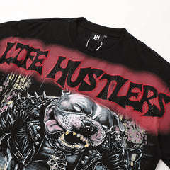 Life Hustlers Vintage Skull Graphic Black T‑Shirt