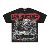 Life Hustlers Vintage Skull Graphic Black T‑Shirt