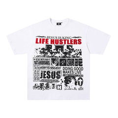 Life Hustlers Jesus Collage Graphic White Tee