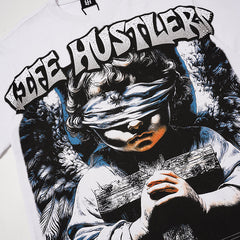 Life Hustlers Blind‑Folded Angel Graphic White T‑Shirt