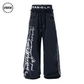 American retro gothic style double waisted wide leg casual pants for men and women, trendy brand, cool and versatile baggy sports sweatpants
