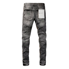 Purple JeansNew High Quality Mens Jeans Designer Jeans Fashion Distressed Ripped Denim Cargo For Men High Street Fashion 9031
