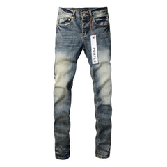 Purple Men Black Jeans Distressed Hole Unique Personality 9042