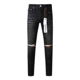 Purple Jeans Black New Mens Personality Fashion Ripped Jeans 9035