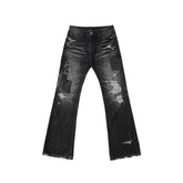 Monster Story official collaboration WHOOSIS micro flared jeans long pants American street fashion men and women
