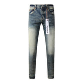 Purple Men Black Jeans Distressed Hole Unique Personality 9042