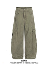 American retro deconstructive design, multi pocket workwear, curved knife pants, men's and women's loose wide leg baggy casual pants