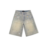 WANNA LAB 26SS Flash Diamond Sticker Printed Glitter Leather Brand Cowboy Six or Seven Cent Shorts