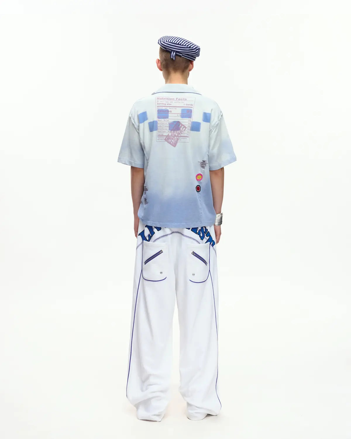 EMO Embroidered Straight-Leg Sweatpants White