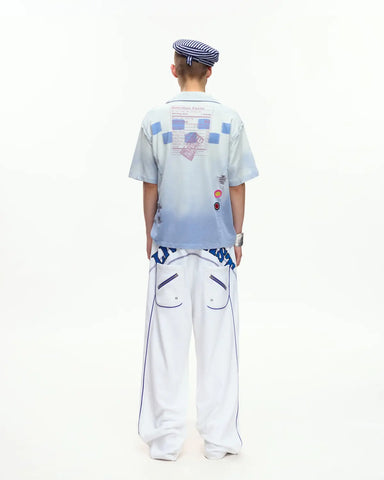 EMO Embroidered Straight-Leg Sweatpants White