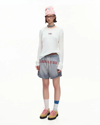 EMO Garment Washed Diamond Quilted Shorts blue