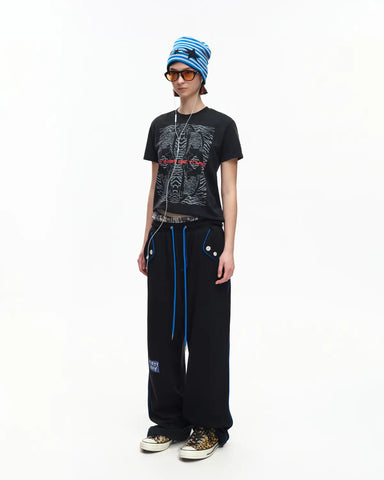 EMO Embroidered Straight-Leg Sweatpants Black