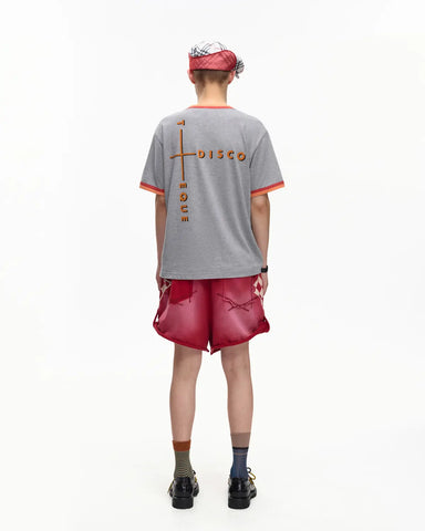 EMO Garment Washed Diamond Quilted Shorts Red