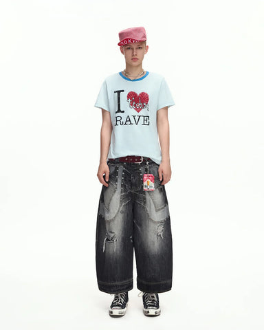 EMO Cropped Washed Denim Jeans