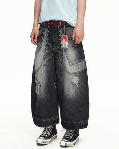 EMO Cropped Washed Denim Jeans