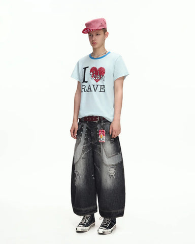 EMO Cropped Washed Denim Jeans