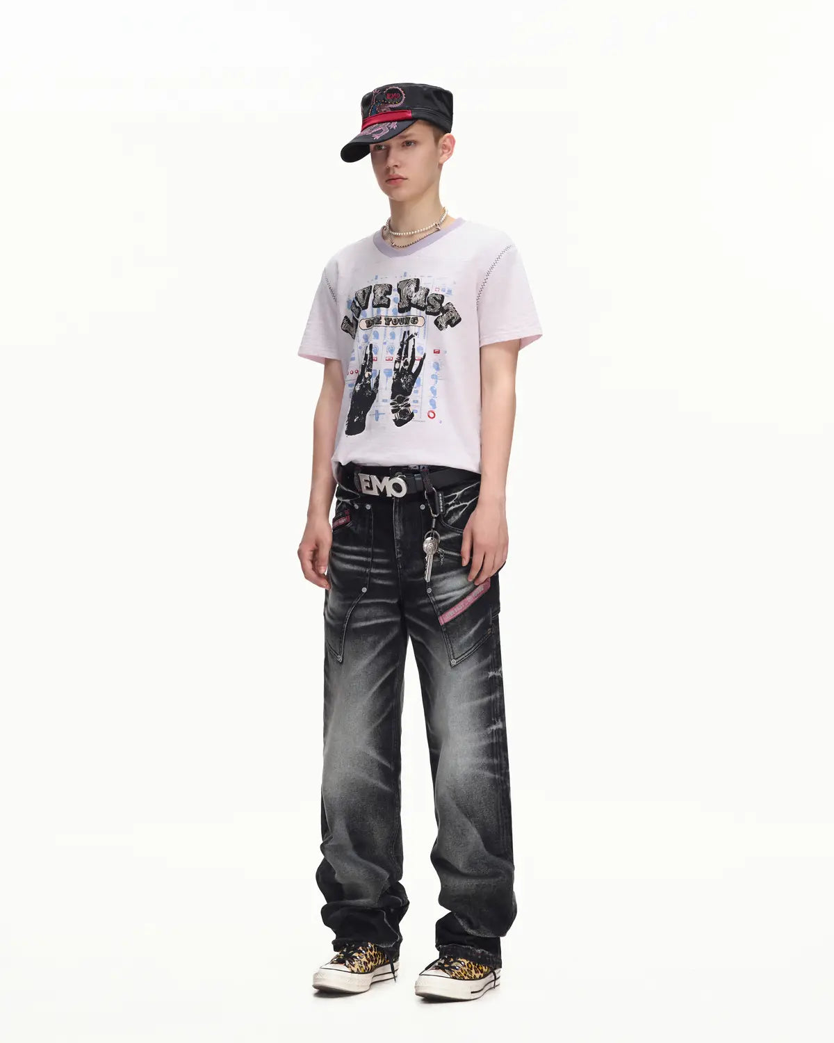 EMO Red Stitch Vintage Wash Slim Jeans