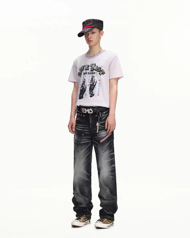 EMO Red Stitch Vintage Wash Slim Jeans