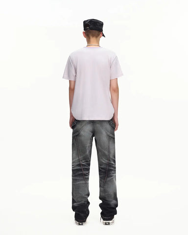EMO Red Stitch Vintage Wash Slim Jeans