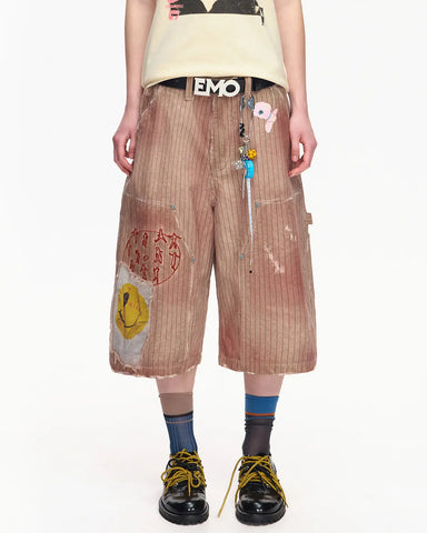 EMO “Acid Smiley” Washed Carpenter Shorts
