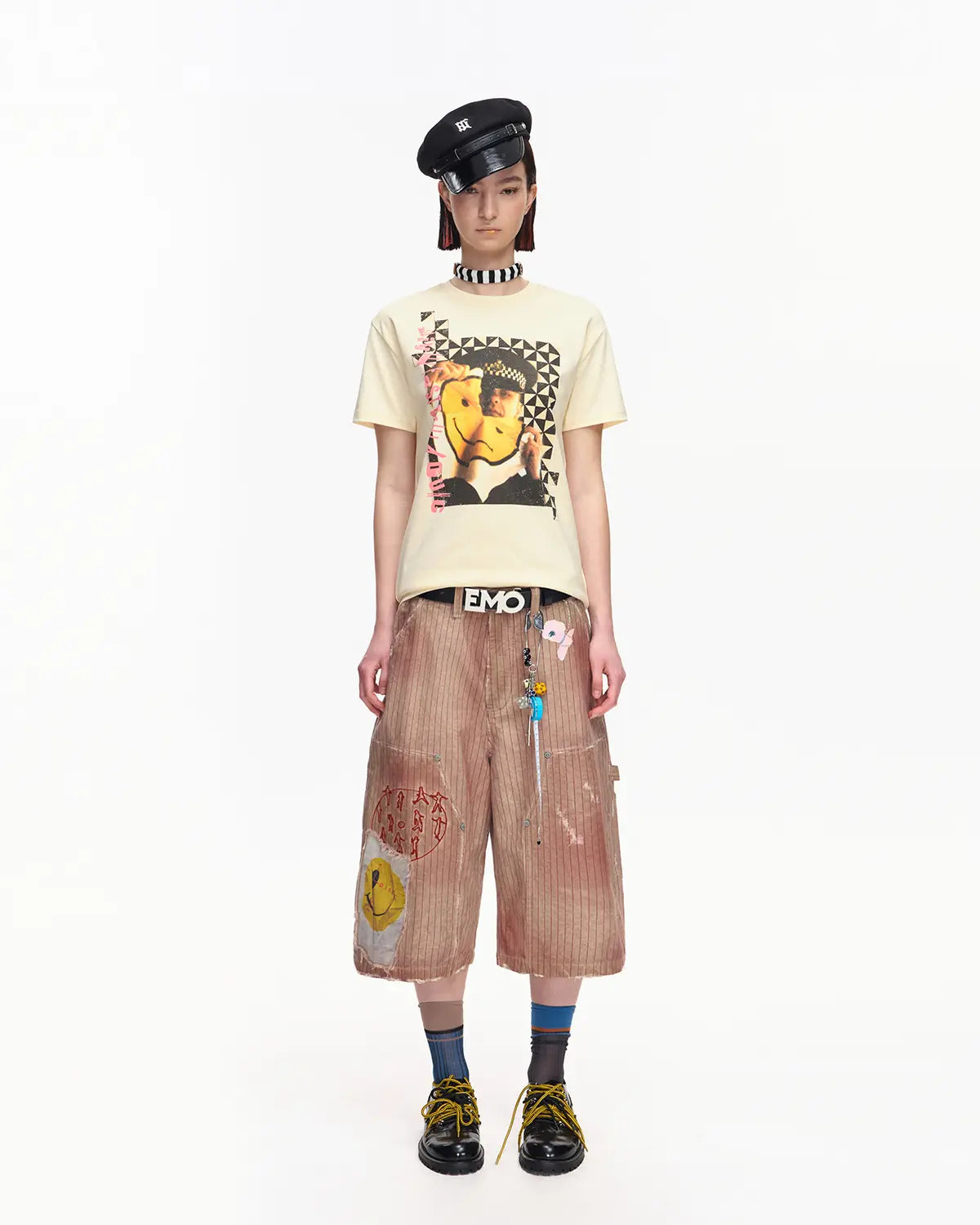 EMO “Acid Smiley” Washed Carpenter Shorts