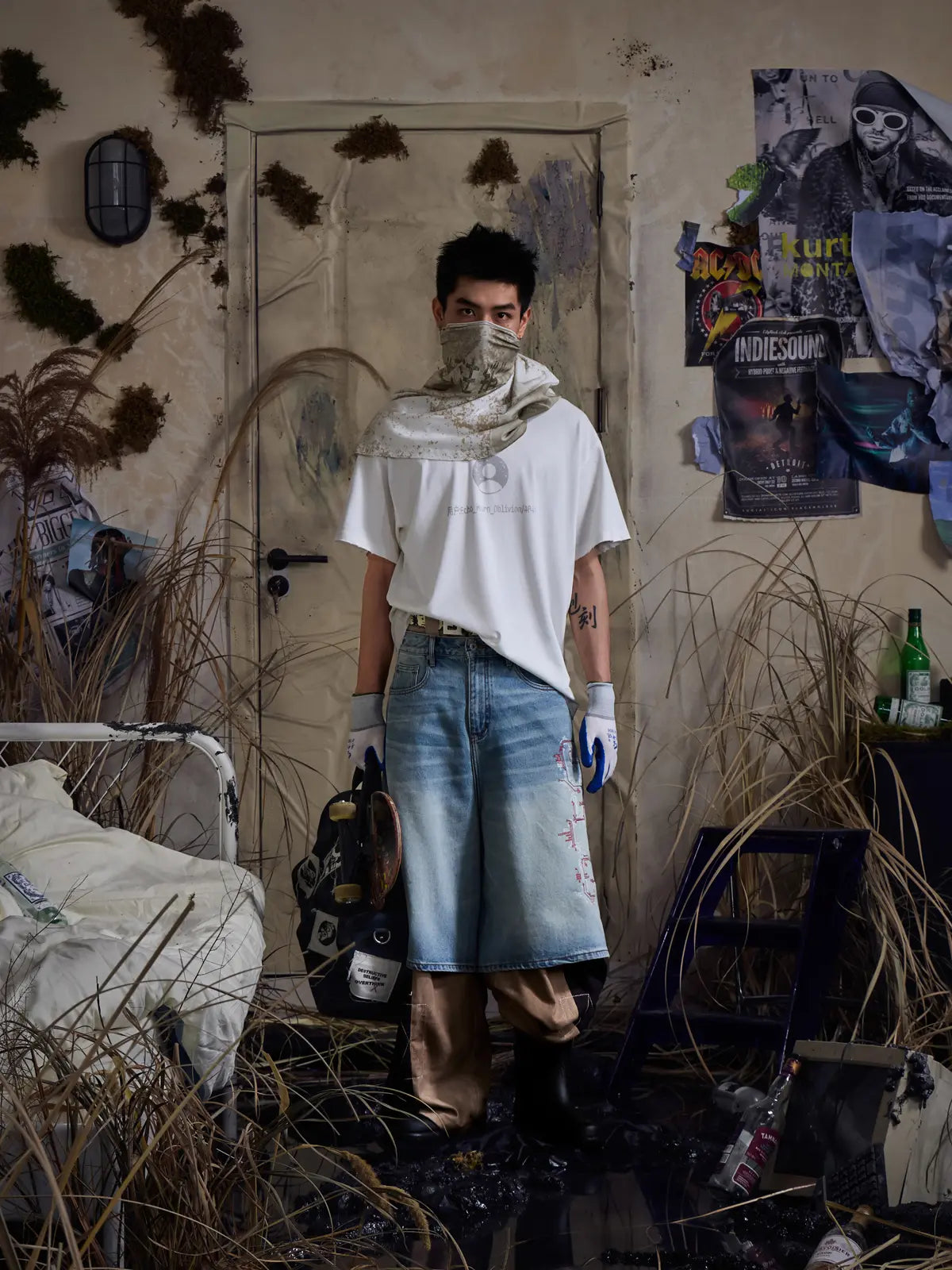EMO "Retro-Cyber" Wide Leg Denim Jorts