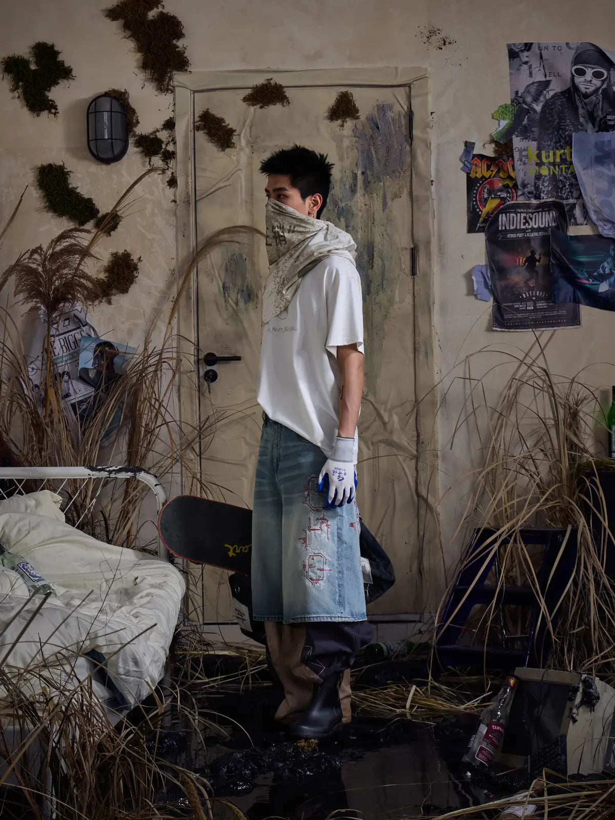 EMO "Retro-Cyber" Wide Leg Denim Jorts