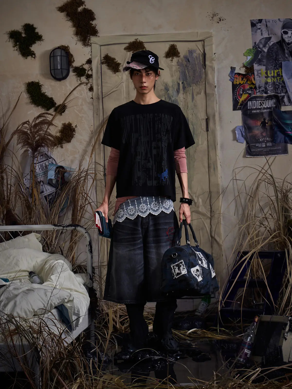 EMO "Retro-Cyber" Wide Leg Denim Jorts