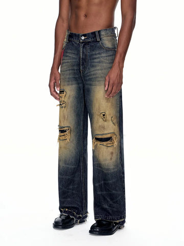 EMO "Keyboard Warrior" Distressed Straight Jeans