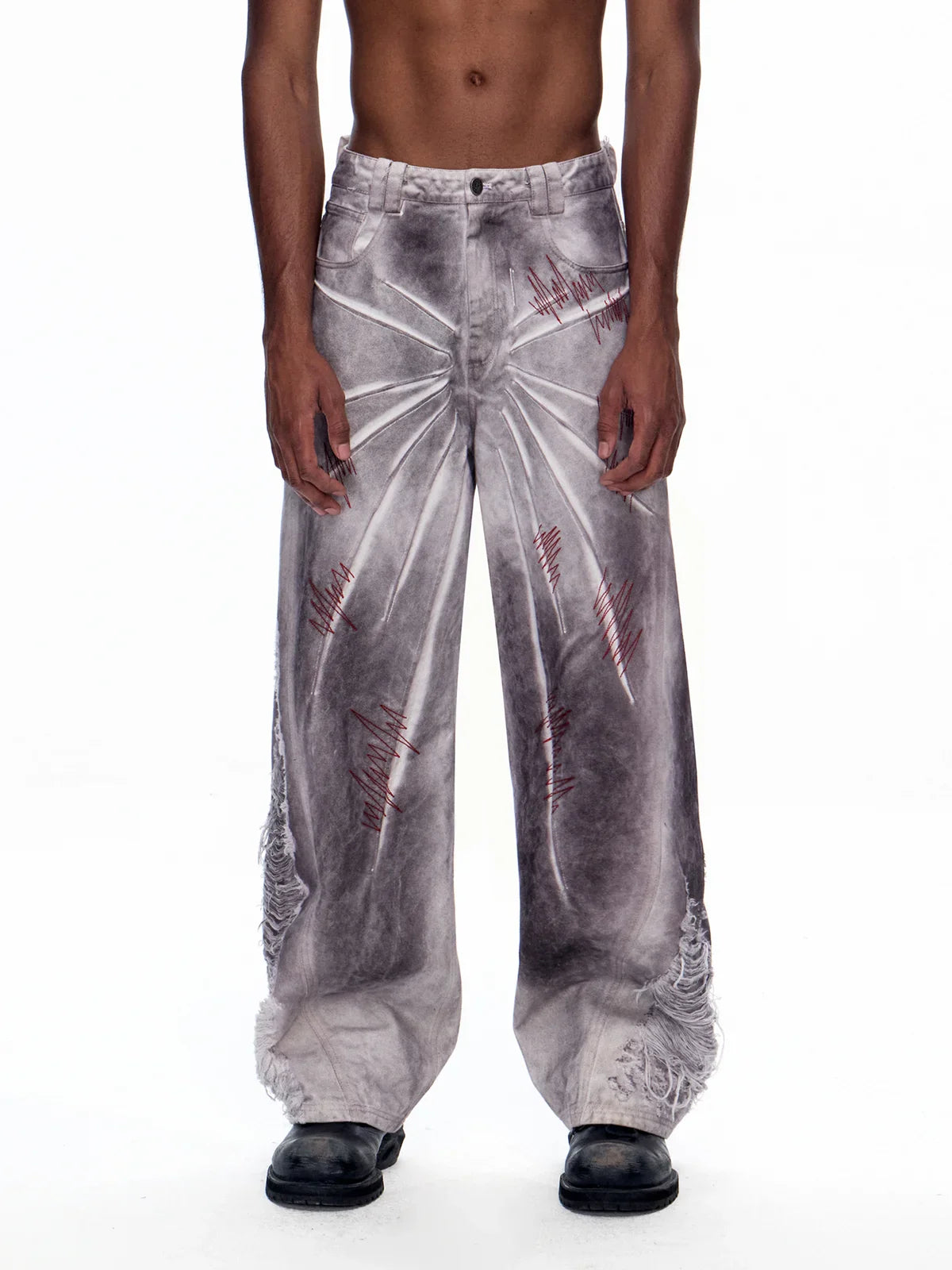 EMO "Cyber Bruise" Distressed A-Line Jeans