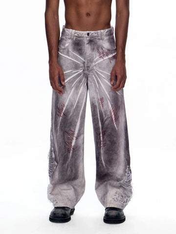 EMO "Cyber Bruise" Distressed A-Line Jeans