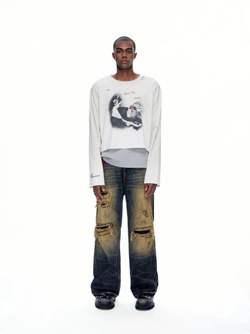 EMO "Keyboard Warrior" Distressed Straight Jeans
