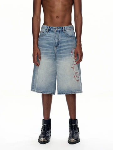 EMO "Retro-Cyber" Wide Leg Denim Jorts