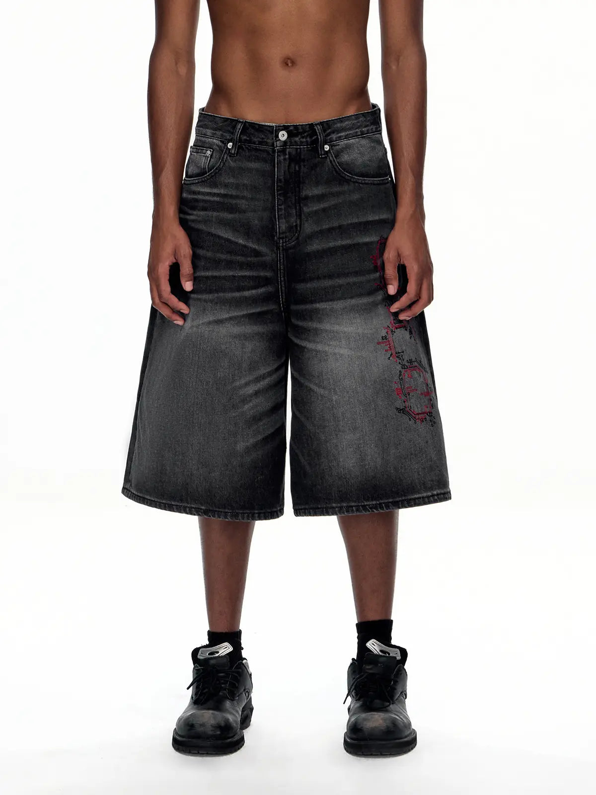 EMO "Retro-Cyber" Wide Leg Denim Jorts