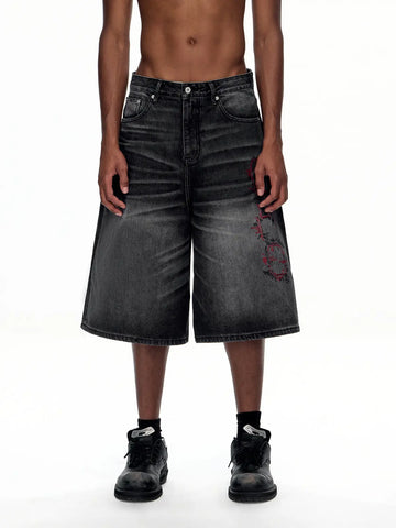 EMO "Retro-Cyber" Wide Leg Denim Jorts