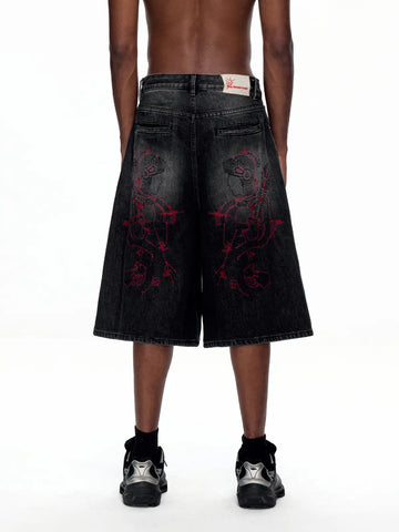 EMO "Retro-Cyber" Wide Leg Denim Jorts