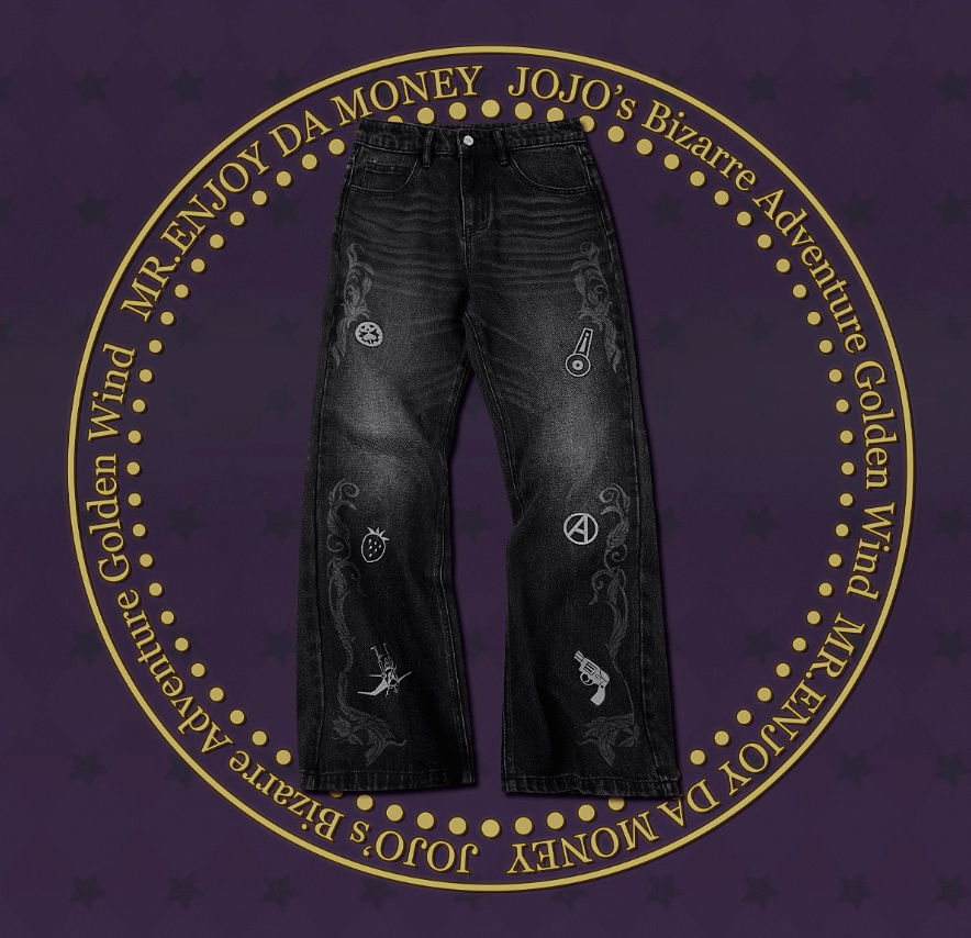 MEDM × JOJO Icon Embroidery Washed Distressed Jeans