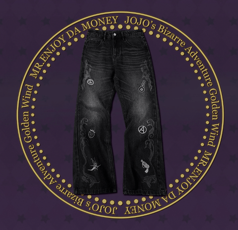 MEDM × JOJO Icon Embroidery Washed Distressed Jeans