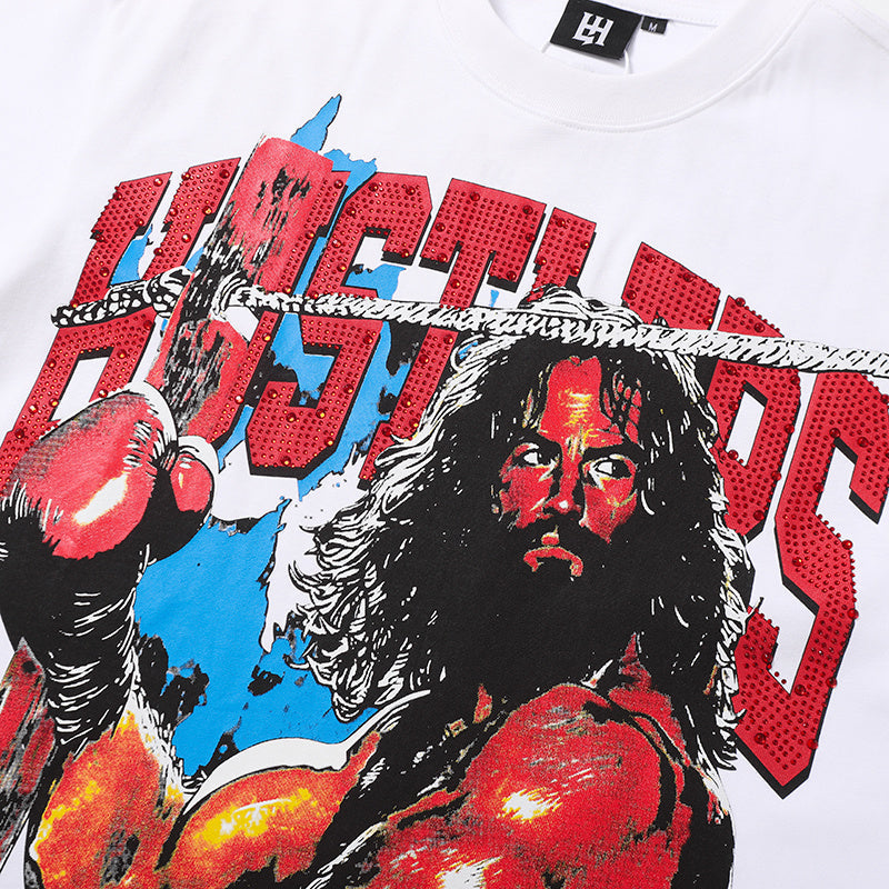 Life Hustlers Wrestler Graphic White T‑Shirt