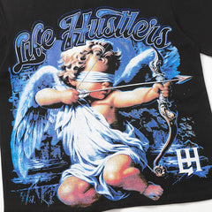 Life Hustlers Blue Cupid Graphic Black Tee