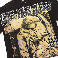 Life Hustlers Angel Portrait Graphic Black T‑Shirt