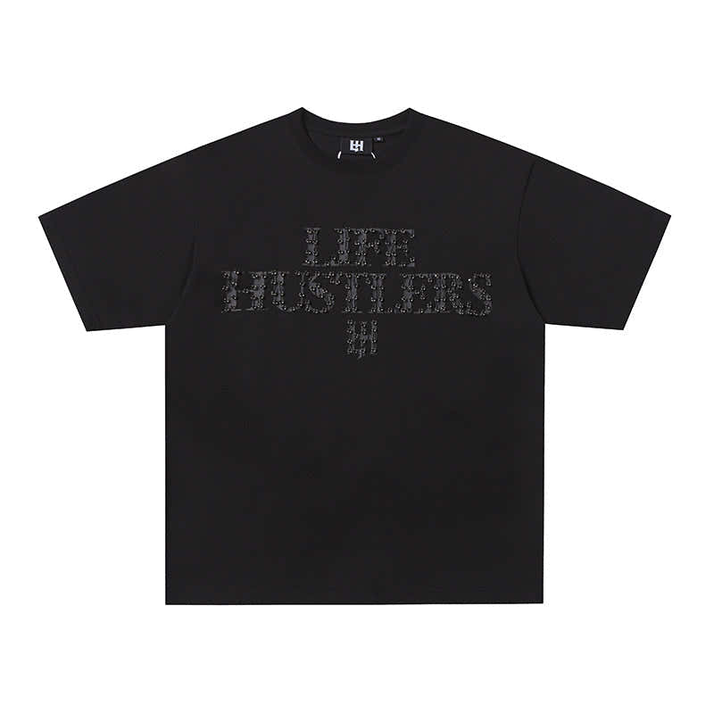 Life Hustlers Black‑on‑Black H Logo T‑Shirt