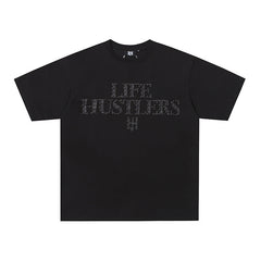 Life Hustlers Black‑on‑Black H Logo T‑Shirt