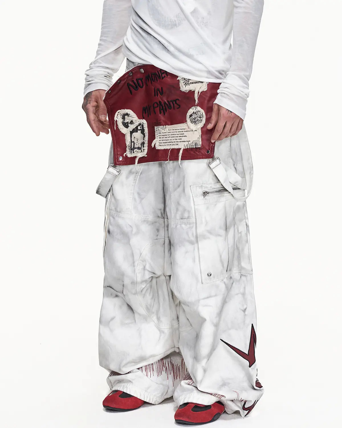 EMO Removable Suspender Wide-Leg Overall Jeans