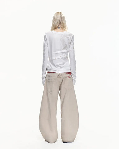 EMO Double Waistline Stripe Cord Pants