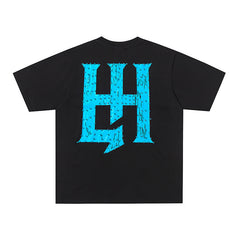 Life Hustlers Turquoise H‑Logo Black T‑Shirt